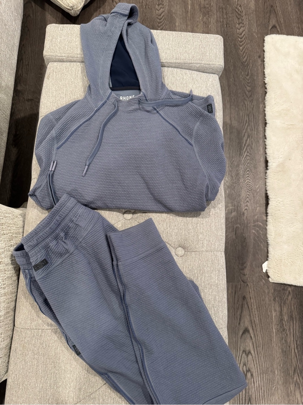 RHONE Kids Slate Blue Waffle-Knit Jogger Set